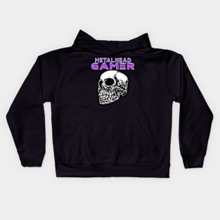 Metalhead Gamer Quarter Skull Purple Kids Hoodie